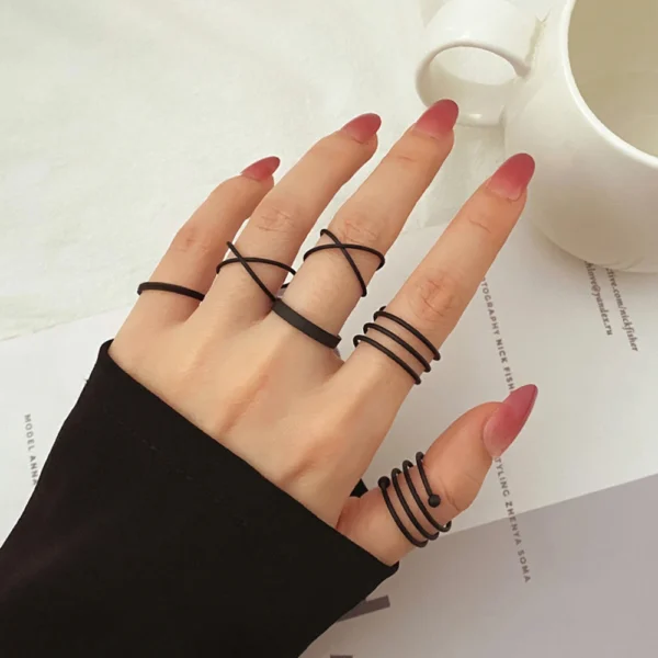 IPARAM Trendy Acrylic Geometric Hollow Ring Set For Women Bohemian White Open Adjustable Ring 2021 Fashion Jewelry Gift - Image 16