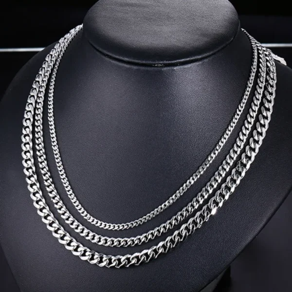 3MM5MM7MM Cuban Link Chain Stainless Steel Necklace Waterproof 18 K Gold Plated Punk Men Women Jewelry DIY Accessories USENSET - Image 4