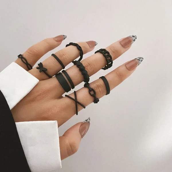 IPARAM Trendy Acrylic Geometric Hollow Ring Set For Women Bohemian White Open Adjustable Ring 2021 Fashion Jewelry Gift - Image 9