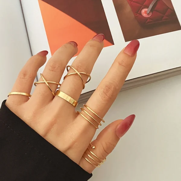IPARAM Trendy Acrylic Geometric Hollow Ring Set For Women Bohemian White Open Adjustable Ring 2021 Fashion Jewelry Gift - Image 10