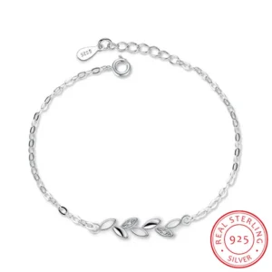 New Simple Fashion 925 Sterling Silver Leaves Chian Bracelet For Women Jewelry pulseira S-B46