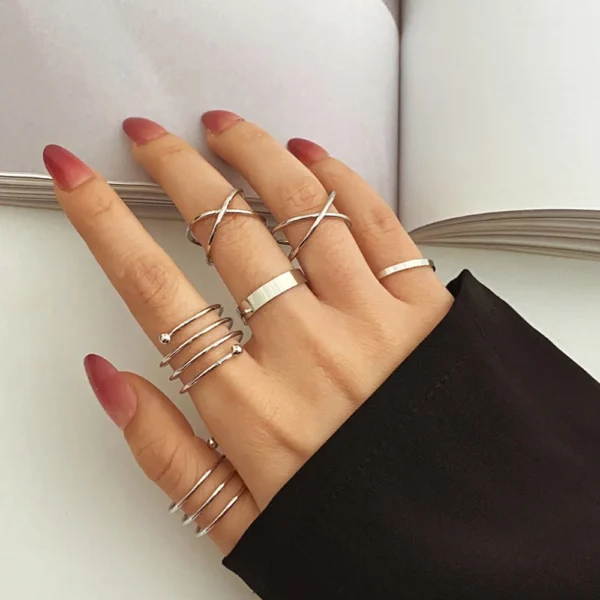 IPARAM Trendy Acrylic Geometric Hollow Ring Set For Women Bohemian White Open Adjustable Ring 2021 Fashion Jewelry Gift - Image 15