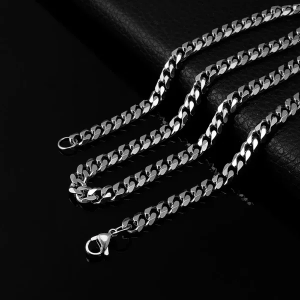 3MM5MM7MM Cuban Link Chain Stainless Steel Necklace Waterproof 18 K Gold Plated Punk Men Women Jewelry DIY Accessories USENSET - Image 3