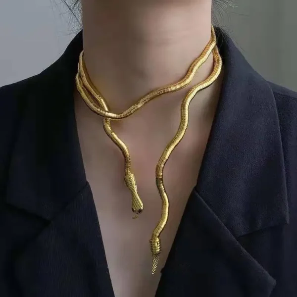 XIALUOKE New Punk Hip Hop Metal Adjust At Will Gold Color Snake Multi-Function Necklace For Women Holiday Party Jewelry - Image 4