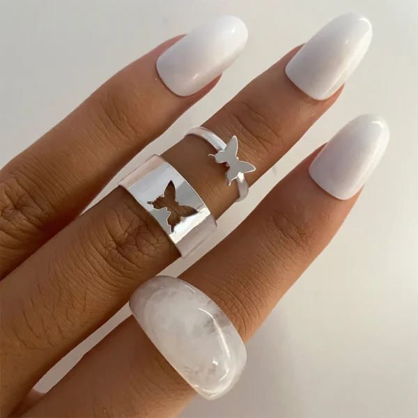IPARAM Trendy Acrylic Geometric Hollow Ring Set For Women Bohemian White Open Adjustable Ring 2021 Fashion Jewelry Gift - Image 8
