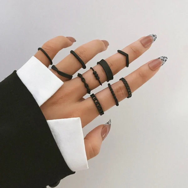 IPARAM Trendy Acrylic Geometric Hollow Ring Set For Women Bohemian White Open Adjustable Ring 2021 Fashion Jewelry Gift - Image 14