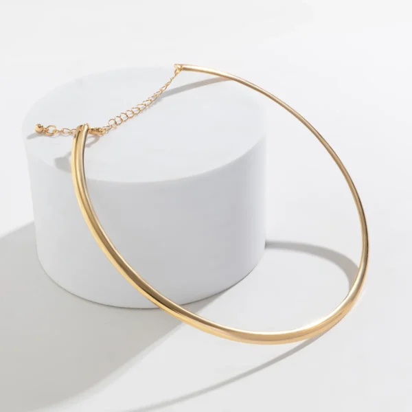 Salircon Minimalism Metal Smooth Round Torques Collar Necklace Fashion Women's Collar Choker Trend On Neck Party Jewelry Gift - Image 4