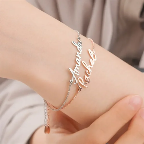 Personalized Custom Name Bracelet for Women 2022 New Stainless Steel Silver Handmade Engraved Letter Bangle Gift Pulsera mujer