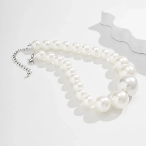 Exaggerated Fashion Big Imitation Pearl Choker Necklace for Women Wedding Bridal Temperament Bead Maxi Chain Christmas Jewelry - Image 6