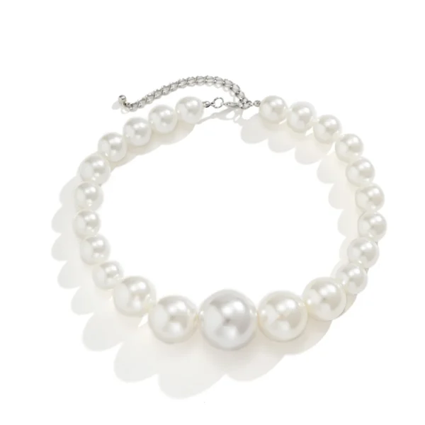 Exaggerated Fashion Big Imitation Pearl Choker Necklace for Women Wedding Bridal Temperament Bead Maxi Chain Christmas Jewelry - Image 5