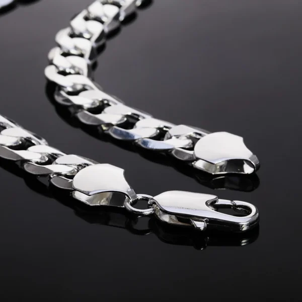 925 Sterling Silver Necklace For Men Classic 12mm Chain 18/20/22/24/26/28/30 Inches Fine Fashion Party Wedding Jewelry - Image 6