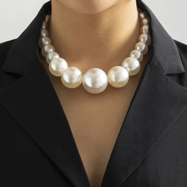 Exaggerated Fashion Big Imitation Pearl Choker Necklace for Women Wedding Bridal Temperament Bead Maxi Chain Christmas Jewelry - Image 8