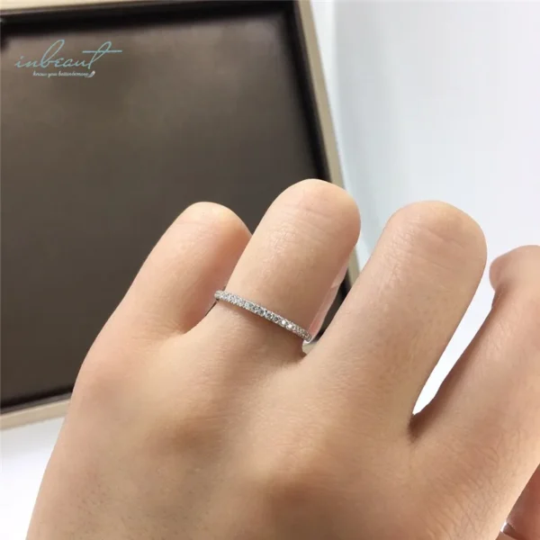inbeaut 14K White Gold Plated Excellent Cut 0.2 ct Pass Diamond Test D Color Moissanite Party Ring for Women Cocktail Jewelry - Image 4
