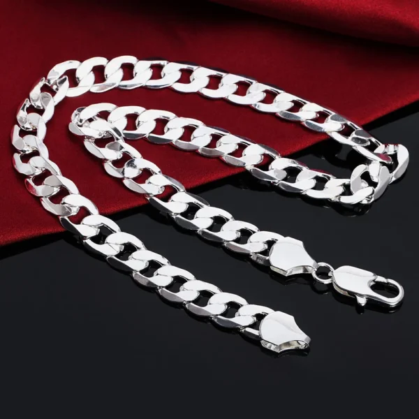 925 Sterling Silver Necklace For Men Classic 12mm Chain 18/20/22/24/26/28/30 Inches Fine Fashion Party Wedding Jewelry - Image 4