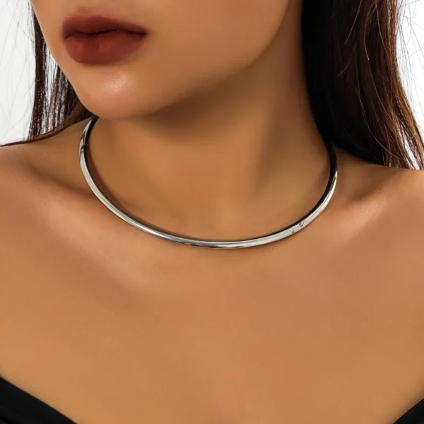 Salircon Minimalism Metal Smooth Round Torques Collar Necklace Fashion Women's Collar Choker Trend On Neck Party Jewelry Gift - Image 7