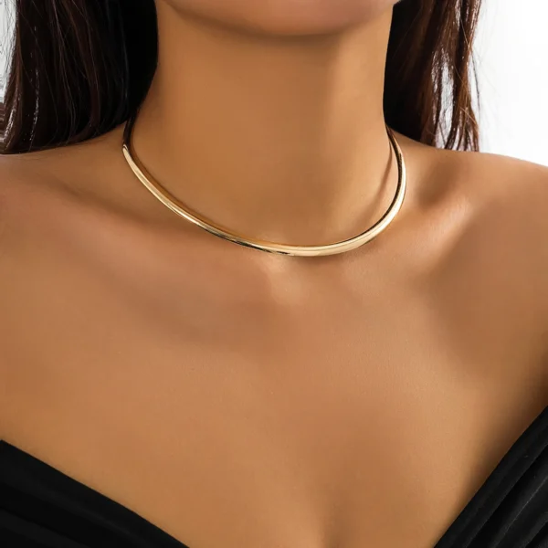 Salircon Minimalism Metal Smooth Round Torques Collar Necklace Fashion Women's Collar Choker Trend On Neck Party Jewelry Gift - Image 8