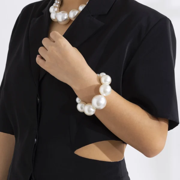 Exaggerated Fashion Big Imitation Pearl Choker Necklace for Women Wedding Bridal Temperament Bead Maxi Chain Christmas Jewelry - Image 2