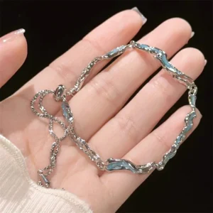 Korean Zircon Link Ins Bracelet for Women Fashion Adjustable Y2K Blue Bamboo Joint Chain Charm Bracelets Party Jewelry Gifts