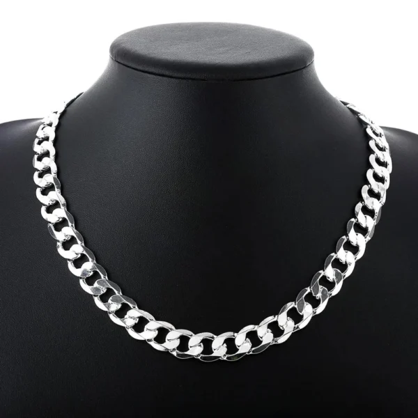 925 Sterling Silver Necklace For Men Classic 12mm Chain 18/20/22/24/26/28/30 Inches Fine Fashion Party Wedding Jewelry